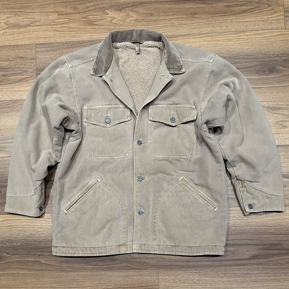 Gramicci Vintage Sherpa Lined Chore Coat in Tan Size Large